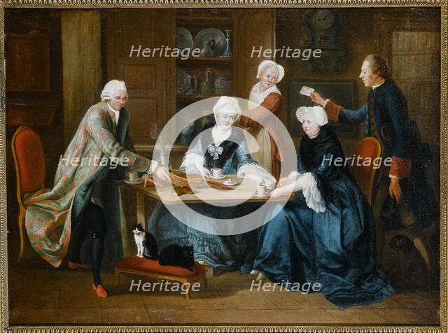 Reunion of the Barre family in an interior, 1772. Creator: Marius-Pierre Lemazurier.