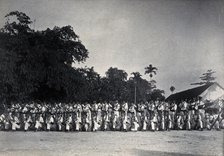Sarawak: a line-up of armed Sarawak Rangers, c1900. Creator: Unknown.