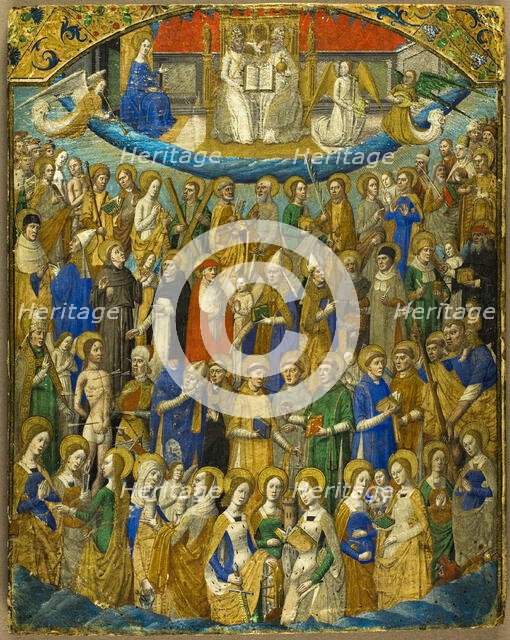 The Trinity and Saints in Paradise, or La Cour Céleste from a volume of "La Cité..., mid 15th cent. Creator: Unknown.