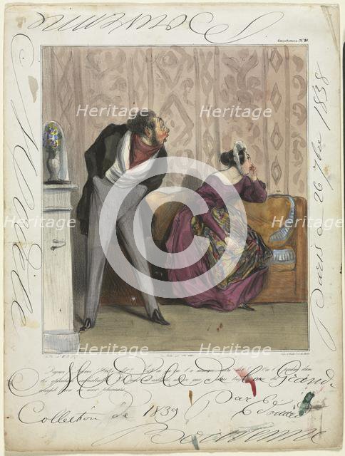 Caricaturana (plate 36): From What! From What! Your Dowry?..., 1837. Creator: Honoré Daumier (French, 1808-1879).