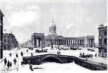 View of the Kazan Cathedral in Saint Petersburg, c. 1850. Artist: Anonymous  