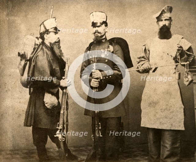 Infantry army and cook from the Spanish army in 1860.