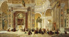 'Interior of St Peter's, Rome', 1824-1885. Artist: John Scarlett Davis.