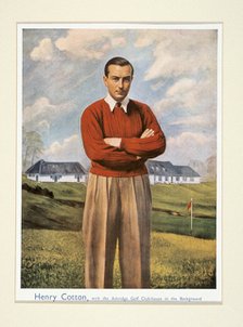 Portrait of Henry Cotton (1907-87), with Ashridge golf club in background, c1940s. Artist: Unknown