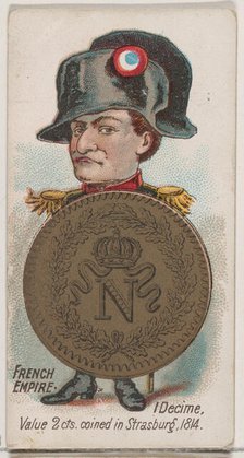 French Empire, 1 Decime, from the series Coins of All Nations (N72, variation 1) for Duke ..., 1889. Creator: Unknown.