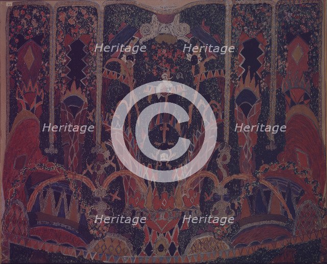 Design of Masquerade curtain for the theatre play The Masquerade by M. Lermontov, 1917. Artist: Golovin, Alexander Yakovlevich (1863-1930)