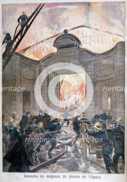 Fire at the Opera, Paris, 1894. Artist: Oswaldo Tofani