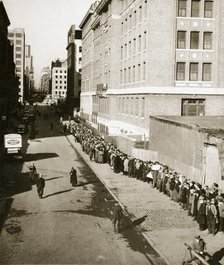 The breadline, a visible sign of poverty during the Great Depression, USA, 1930s Artist: Unknown