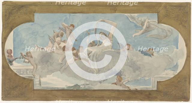 Ceiling painting with figures seated on clouds, 1872-1904. Creator: Wilhelm Cornelis Bauer.