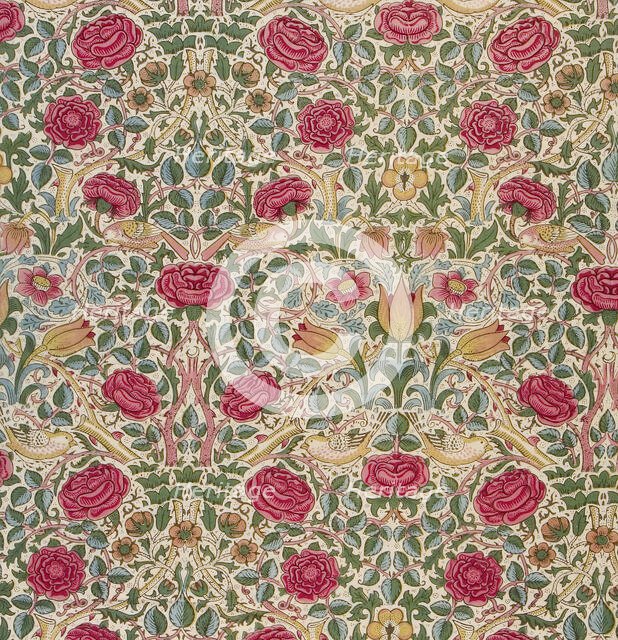 Textile, 'Rose', Designed 1883. Creator: William Morris.