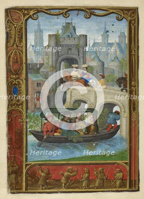 Calendar scene for May: Boating party, 1520-1530.  Creator: Workshop of Simon Bening.