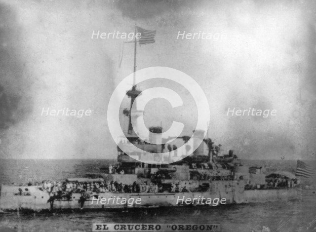 The Oregon battleship, (1898), 1920s. Artist: Unknown