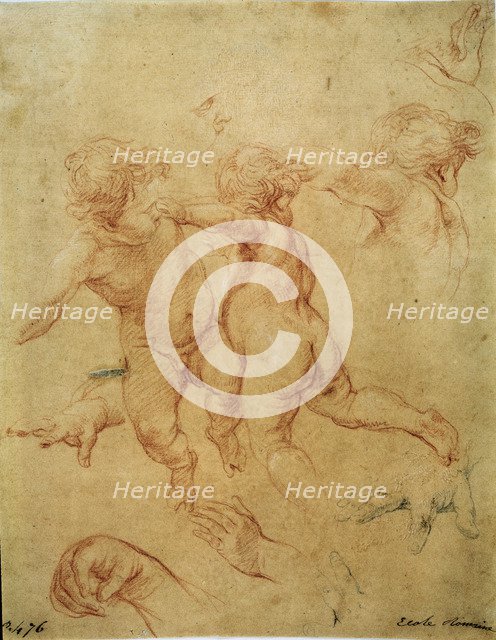 'Two flying putti', study, 1740s. Artist: Pompeo Batoni