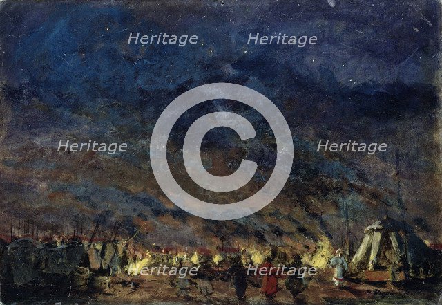 The Polovtsian camp. Stage design for the opera Prince Igor by A. Borodin, 1914. Artist: Korovin, Konstantin Alexeyevich (1861-1939)