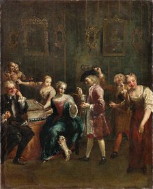 Singer at the Spinet with Admirers, 1730s. Creator: Crespi, Giuseppe Maria (1665-1747).