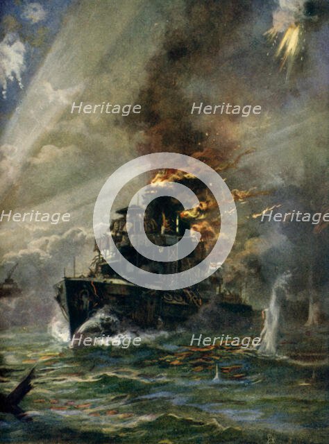 'The "Vindictive" At Zeebrugge, St. George's Day, 1918', c1929.  Creators: Howard Davie, Harry Payne.