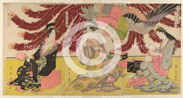 The Courtesans of the Chojiya on Display in the Daytime (Chojiya hirumise), c. 1796/98. Creator: Chokosai Eisho.