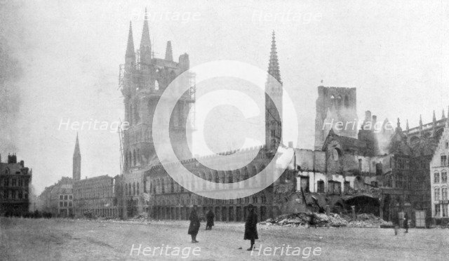 The Belfry and Cloth Hall of Ypres, Belgium, 24 November 1914. Artist: Unknown