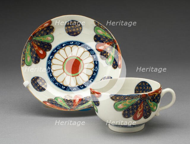 Teacup and Saucer, Worcester, c. 1770. Creator: Royal Worcester.