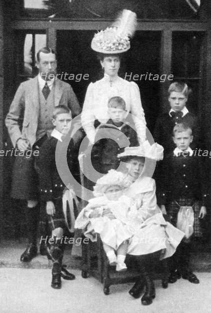 The Prince and Princess of Wales and their children, Abergeldie, Scotland, 1906. Artist: Unknown