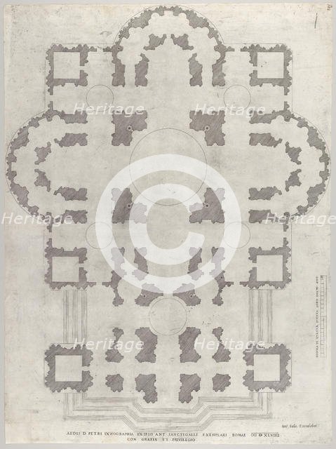 Speculum Romanae Magnificentiae: Plan of St. Peter's, 1549. Creator: Unknown.
