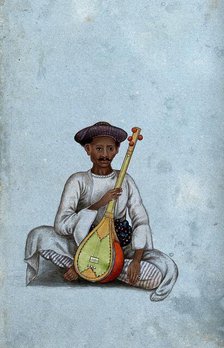 A musician holding a sitar, (between 1800 and 1899?). Creator: Unknown.