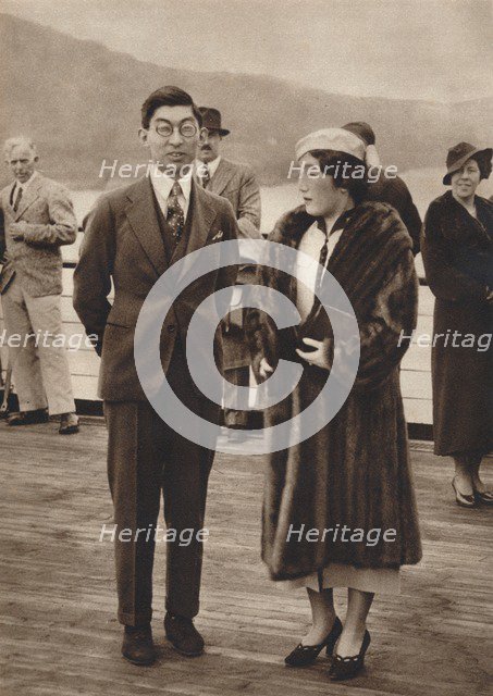 'Prince and Princess Chichibu arriving on the Queen Mary, April 12th', 1937. Artist: Unknown.