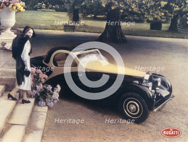 A page from a 1935 Bugatti brochure. Artist: Unknown