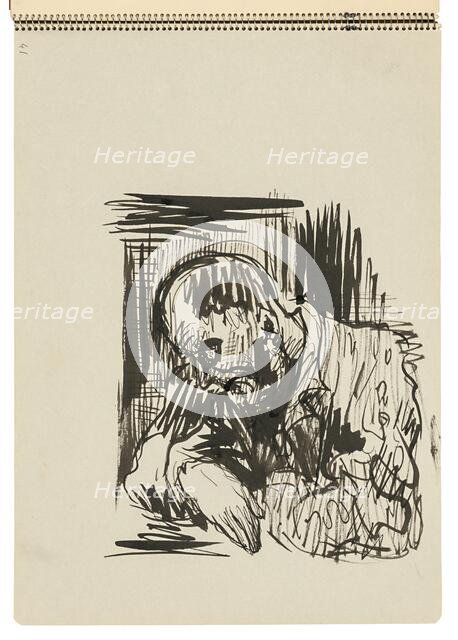 Sketchbook 22 Seated Man, 1st half 20th century. Creator: Arnold Peter Weisz-Kubincan.