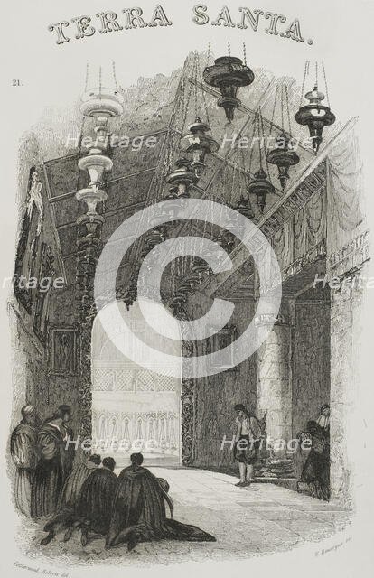 Shrine of the Nativity, Bethlehem, 1840.  Creator: Émile Rouargue.