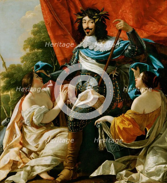Louis XIII Between Two Figures Symbolizing France and Navarre, 1635. Creator: Vouet, Simon (1590-1649).