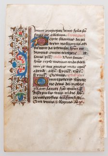 Manuscript Leaf, from a Book of Hours, 15th century. Creator: Unknown.