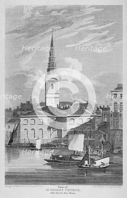 St Bride's Church, Fleet Street, City of London, 1815. Artist: Matthews