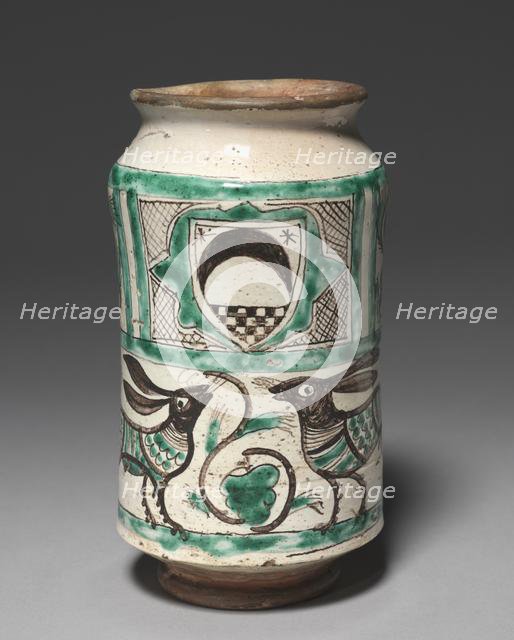 Albarello with Two Rabbits, 1300s. Creator: Unknown.