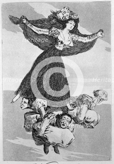Los Caprichos, series of etchings by Francisco de Goya (1746-1828), plate 61: 'Volavérunt' (They …