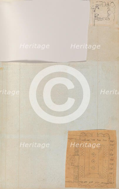 Page from a Scrapbook containing Drawings and Several Prints of Architecture, Int..., ca. 1800-1850. Creators: Workshop of Charles Percier, Workshop of Pierre François Léonard Fontaine.