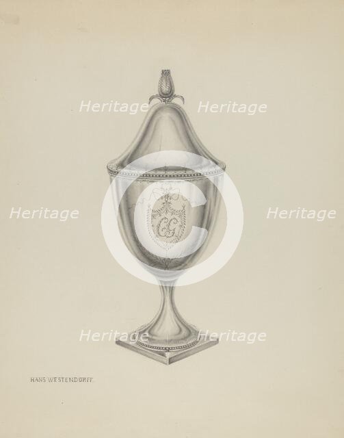 Silver Sugar Bowl, c. 1936. Creator: Hans Westendorff.