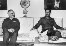 Saddam Hussein and King Hussein of Jordan, Iraq, 1987. Artist: Unknown