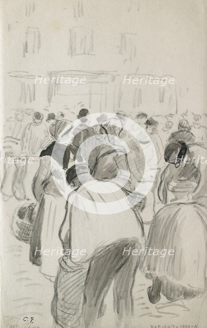 Compositional study of the market at Pontoise, 1881. Artist: Camille Pissarro.