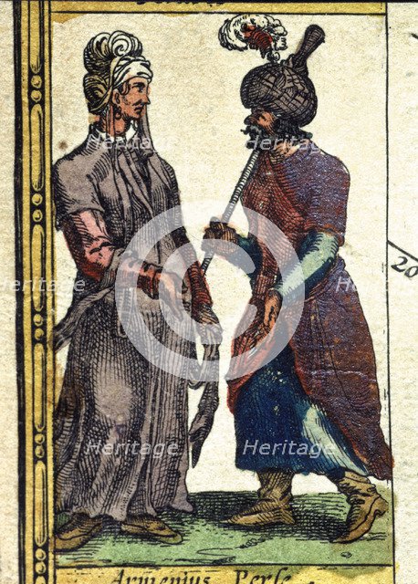 Armenians and Persians, colored engraving from the book 'Le Theatre du monde' or 'Nouvel Atlas', …
