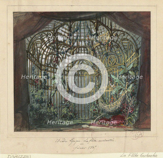 Stage design for the opera Die Zauberflöte by Wolfgang Amadeus Mozart, Théâtre Lyrique in Paris.