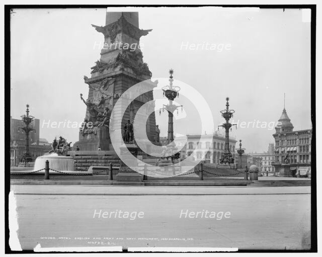 Hotel English and Army and Navy Soldiers' and Sailors' Monument, Indianapolis, Ind., c1904. Creator: Unknown.