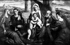 Venetian Art at the New Gallery: The Virgin and Child with Saints - by Bonifazio, 1895. Creator: Unknown.