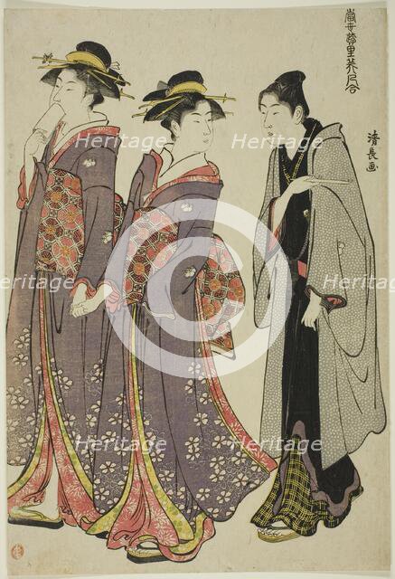 Out for a Walk, from the series "A Collection of Contemporary Beauties of the Pleasure..., c. 1783. Creator: Torii Kiyonaga.