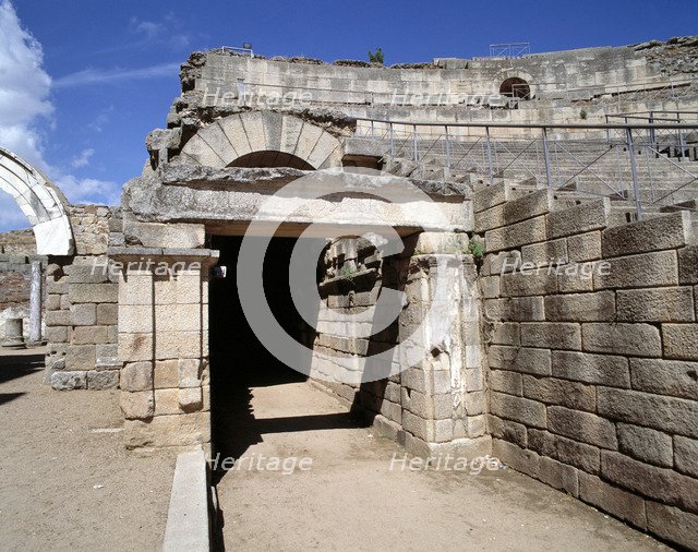 Roman Theatre of Merida, one of the entries, called 'Parodos' used to access the Orchestra and th…