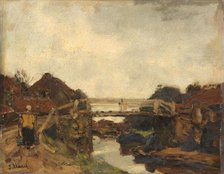 Wooden Bridge across a Canal at Rijswijk, c.1878. Creator: Jacob Henricus Maris.