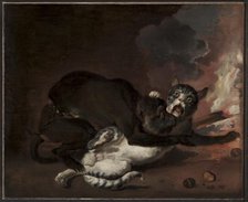 The Monkey and the Cat, probably 1670s. Creator: Abraham Hondius (Dutch, c. 1625-1695).