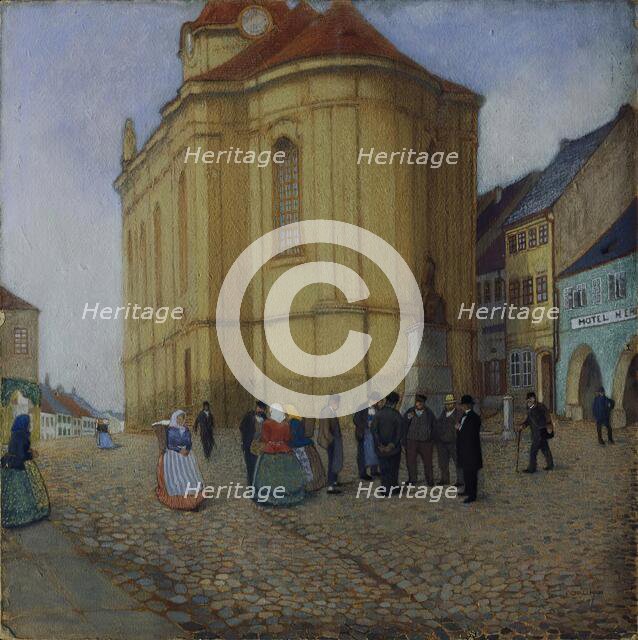 Church in Auscha, 1901. Creator: Emil Orlik.