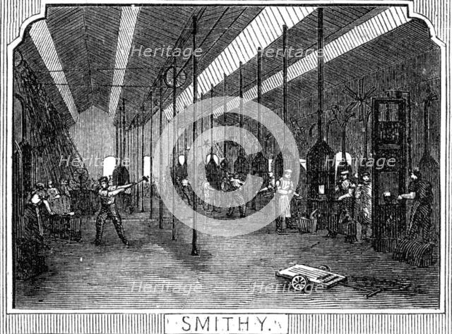 Royal Small Arms Factory, Enfield: Smithy, 1861. Creator: William James Palmer.