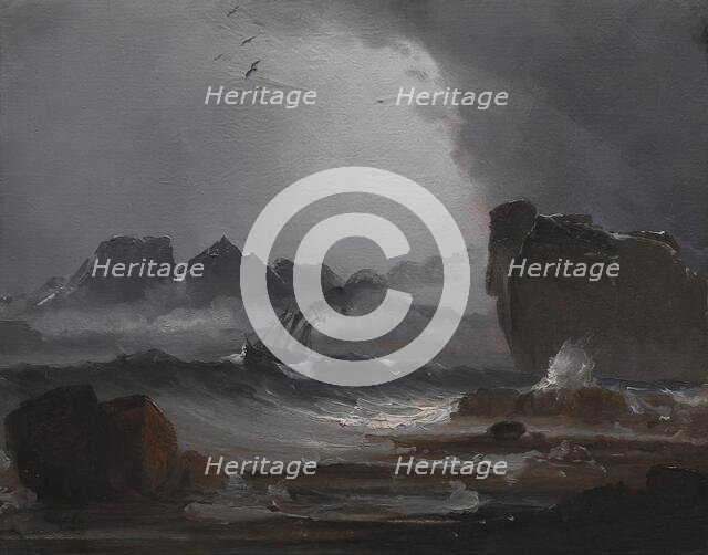 Rough Sea with a Steamer near the Coast of Norway, 1847-1850. Creator: Peder Balke.